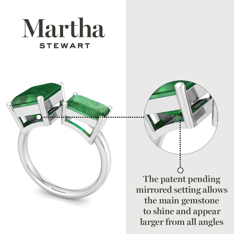 Martha Stewart 4 1/2ctw. Emerald Two Stone Ring In Sterling Silver image number null